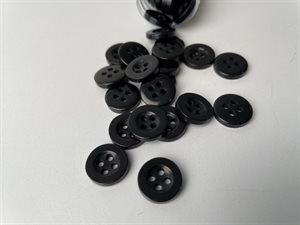 knap - sort og med 4 huller, 12 mm